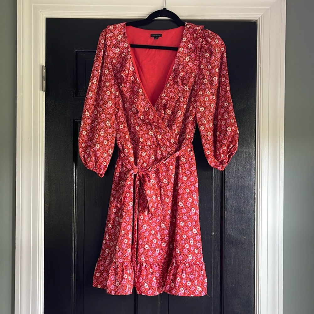 Puff Sleeve Silk Floral Dress